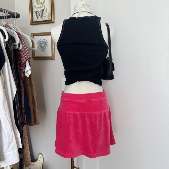vintage pink velour terry low rise mini skirt - Picture 2 of 7